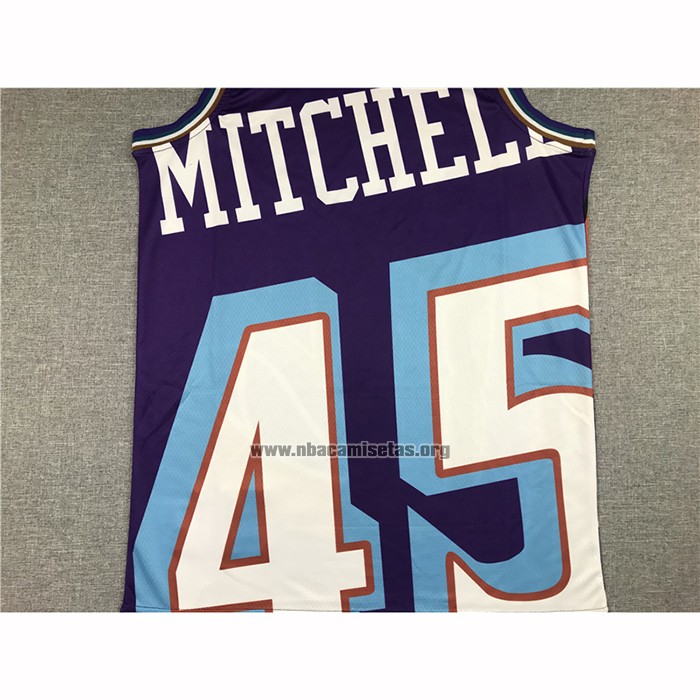 Camiseta Utah Jazz Donovan Mitchell NO 45 Mitchell & Ness Big Face Violeta